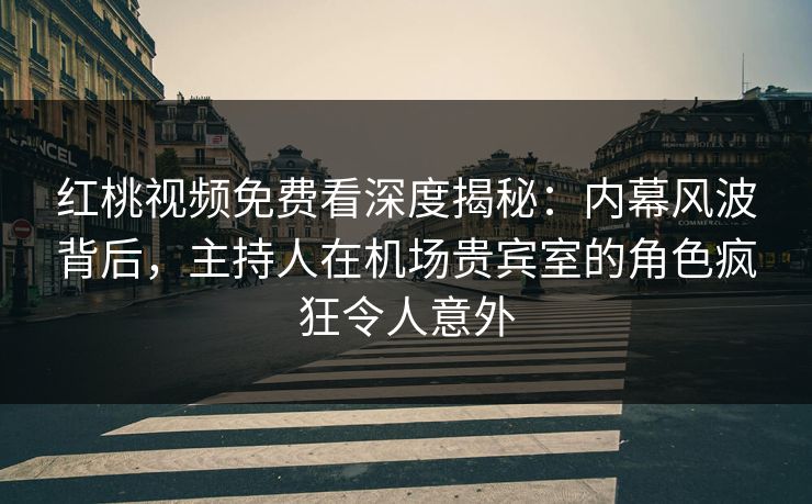 红桃视频免费看深度揭秘：内幕风波背后，主持人在机场贵宾室的角色疯狂令人意外