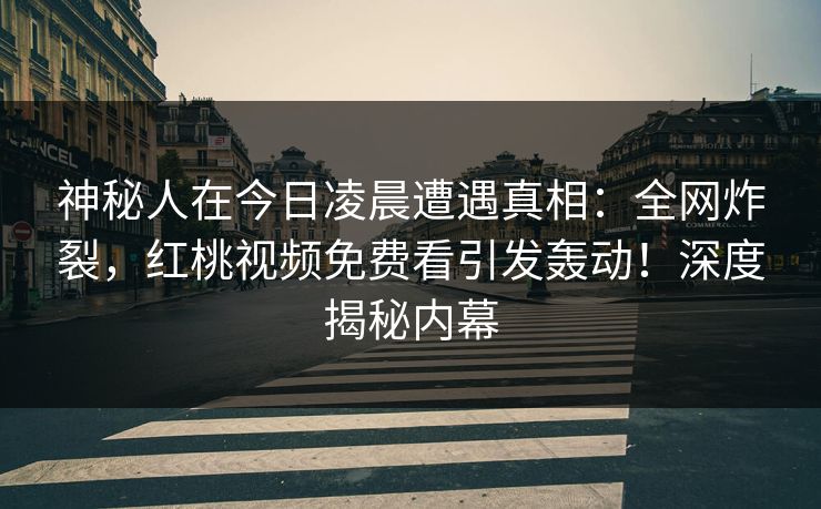 神秘人在今日凌晨遭遇真相：全网炸裂，红桃视频免费看引发轰动！深度揭秘内幕