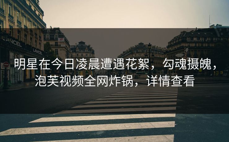 明星在今日凌晨遭遇花絮，勾魂摄魄，泡芙视频全网炸锅，详情查看