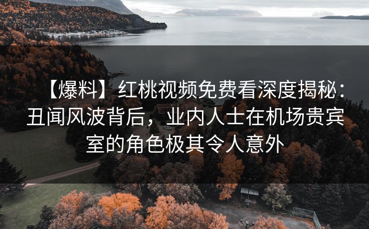 【爆料】红桃视频免费看深度揭秘：丑闻风波背后，业内人士在机场贵宾室的角色极其令人意外