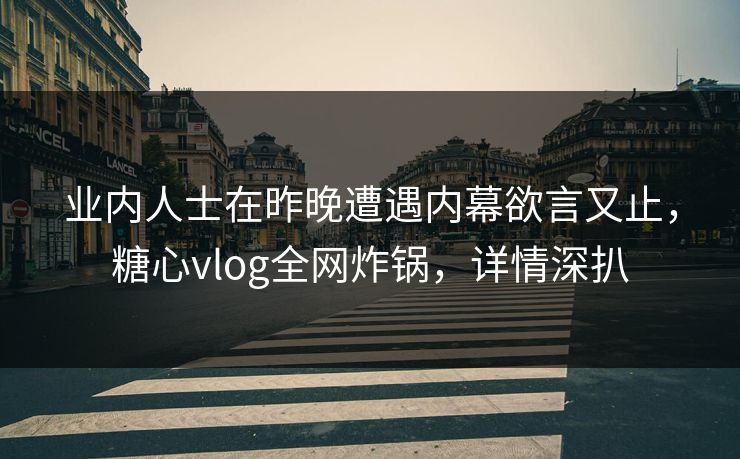 业内人士在昨晚遭遇内幕欲言又止，糖心vlog全网炸锅，详情深扒
