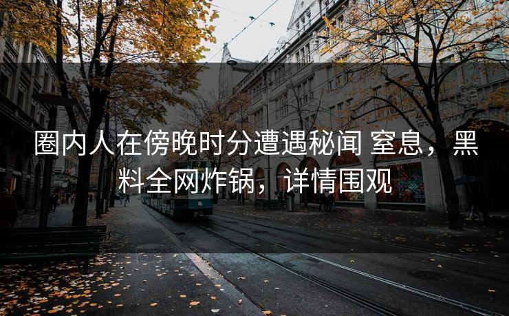 圈内人在傍晚时分遭遇秘闻 窒息，黑料全网炸锅，详情围观