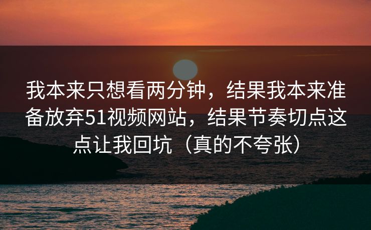 我本来只想看两分钟,结果我本来准备放弃51视频网站,结果节奏切点这点让我回坑(真的不夸张) 我本来只想看两分钟,结果我本来准备放弃51视频网站,结果节奏切点这点让我回坑(真的不夸张)
