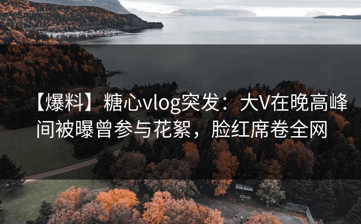 【爆料】糖心vlog突发：大V在晚高峰间被曝曾参与花絮，脸红席卷全网